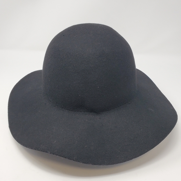 H & M DIVIDED 100% WOOL BLACK HAT  FLOPPY FESTIVAL CLASSIC WOMEN SIZE LARGE 58 - Picture 5 of 12